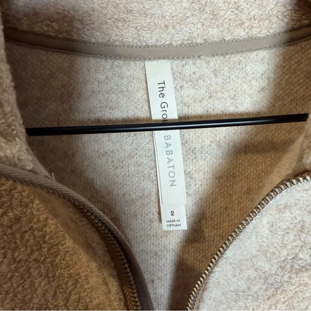 Babaton Oatmeal Wool Blend Half Zip Oversized Sweater Cozy Aritzia Small